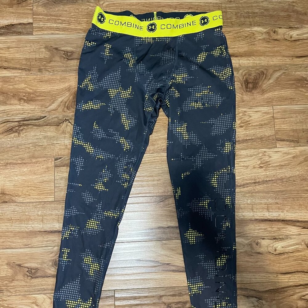 Under Armour Combine Heatgear Compression Leggings Yellow Black - Size 2XL